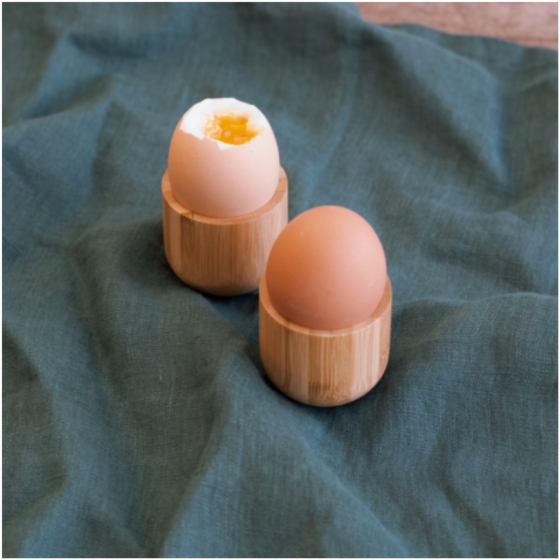 Set of 2 natural bamboo egg cups