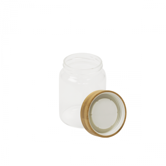 Round glass jars with bamboo lid