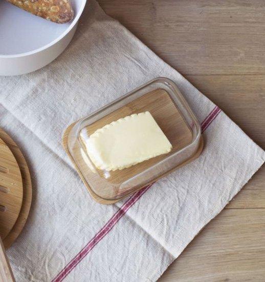 Glass Butter Dish with Knife